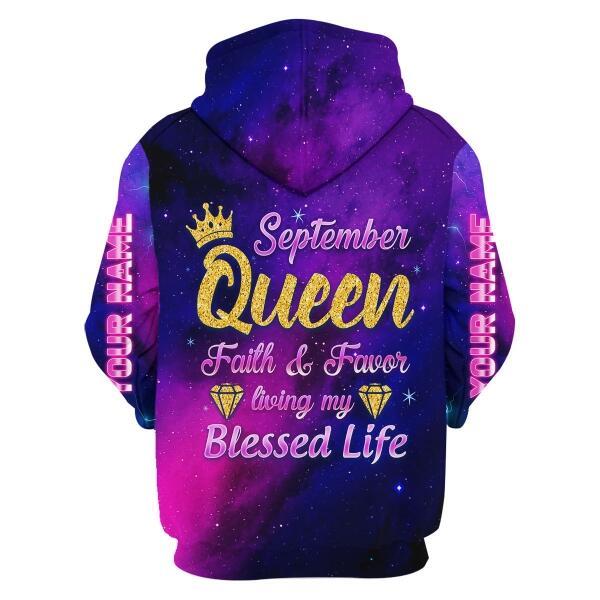 YMskins Personalized Zip Hoodie Septepmber Queen All Over Printed