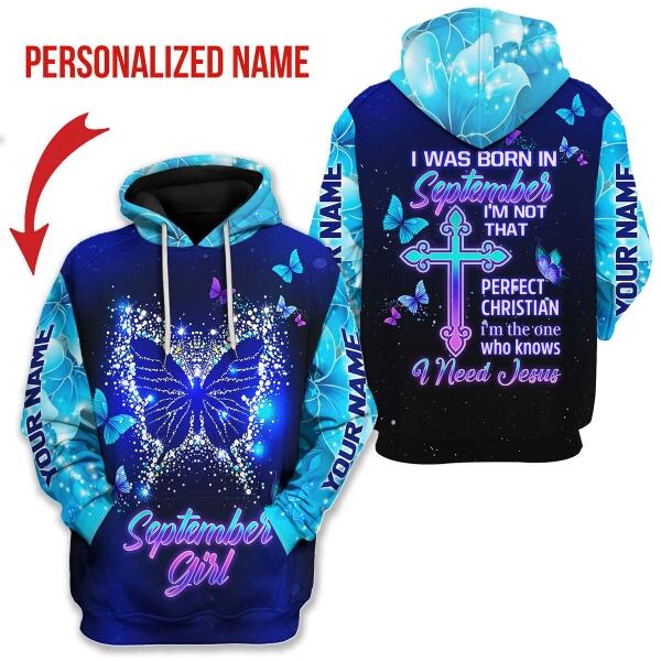 YMskins Personalized Hoodie September Girl All Over Printed