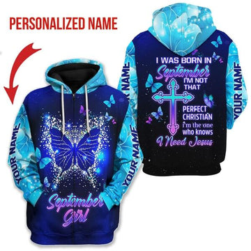 YMskins Personalized Zip Hoodie September Girl All Over Printed
