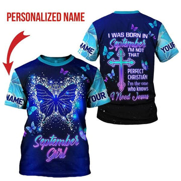 YMskins Personalized T-shirt September Girl All Over Printed