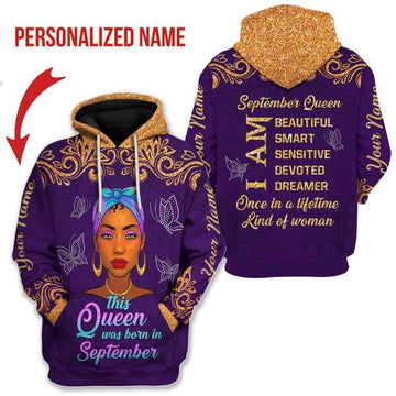 YMskins Personalized Hoodie September Queen All Over Printed