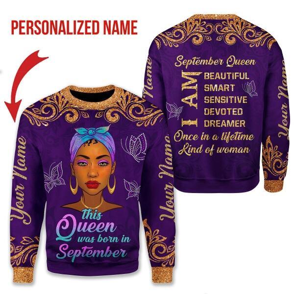 YMskins Personalized Sweatshirt September Queen All Over Printed