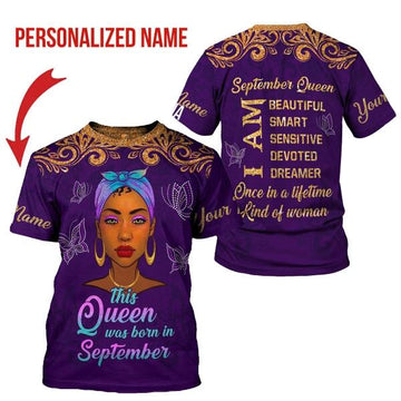 YMskins Personalized T-shirt September Queen All Over Printed