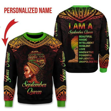 YMskins Personalized Ugly Sweater September Queen All Over Printed