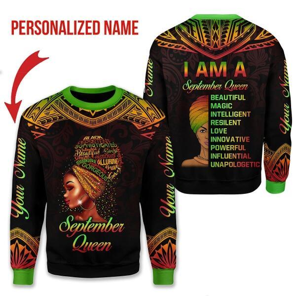 YMskins Personalized Ugly Sweater September Queen All Over Printed