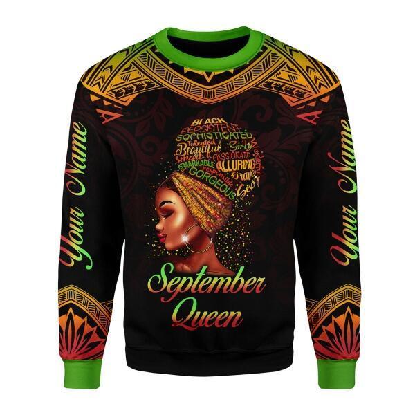 YMskins Personalized Ugly Sweater September Queen All Over Printed