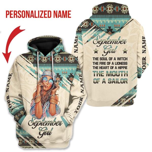 YMskins Personalized Hoodie September Girl All Over Printed