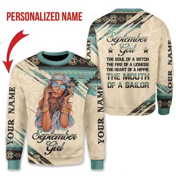 YMskins Personalized Sweatshirt September Girl All Over Printed