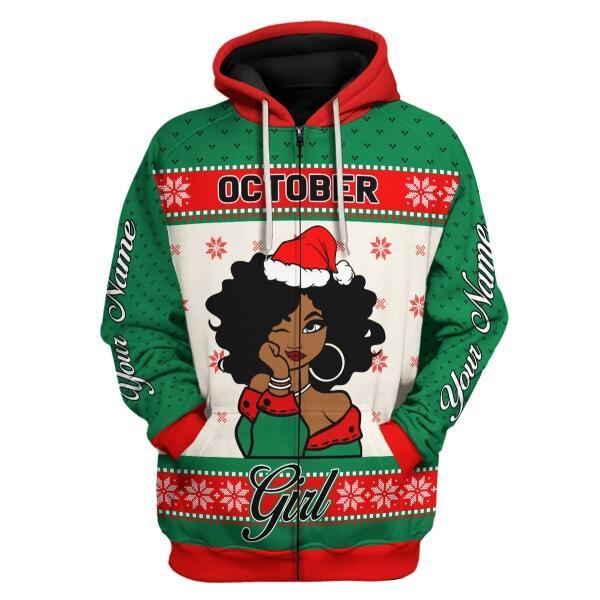 YMskins Personalized Hoodie October Girl All Over Printed