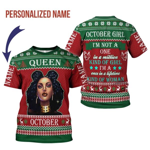 YMskins Personalized T-shirt October Girl All Over Printed