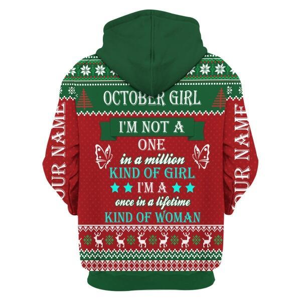 YMskins Personalized Zip Hoodie October Girl All Over Printed