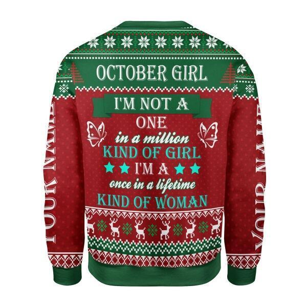 YMskins Personalized Ugly Sweater October Girl All Over Printed