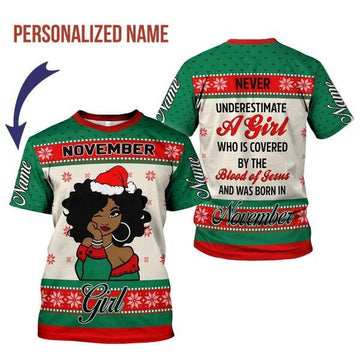 YMskins Personalized T-shirt November Girl All Over Printed
