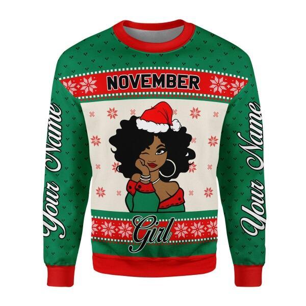 YMskins Personalized Sweatshirt November Girl All Over Printed