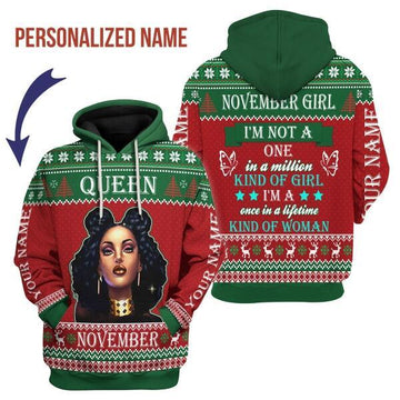 YMskins Personalized Hoodie November Girl All Over Printed