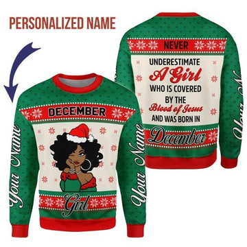 YMskins Personalized Ugly Sweater December Girl All Over Printed