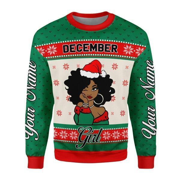 YMskins Personalized Ugly Sweater December Girl All Over Printed