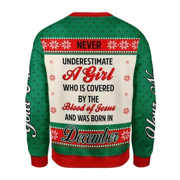 YMskins Personalized Ugly Sweater December Girl All Over Printed