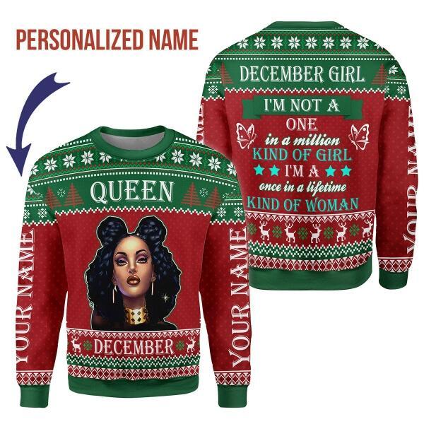 YMskins Personalized Ugly Sweater December Girl All Over Printed