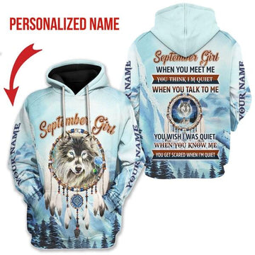 YMskins Personalized Hoodie I Am A September Girl All Over Printed