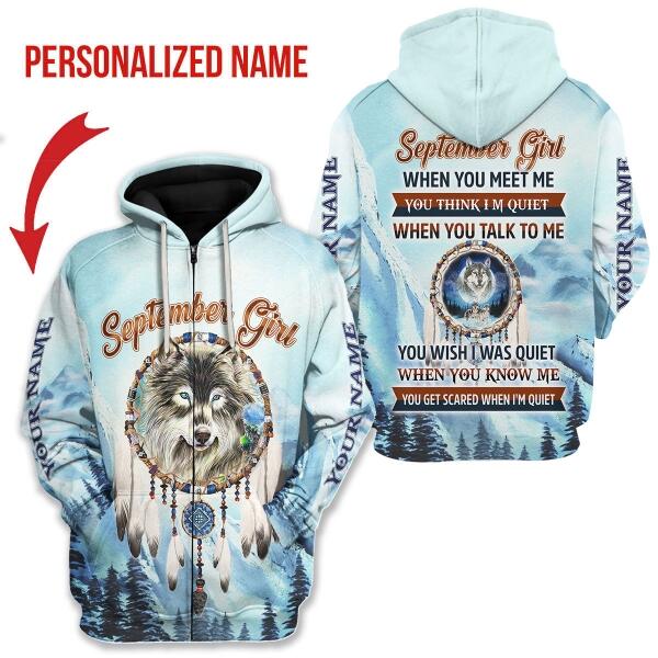 YMskins Personalized Zip Hoodie I Am A September Girl All Over Printed