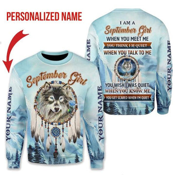 YMskins Personalized Sweatshirt I Am A September Girl All Over Printed