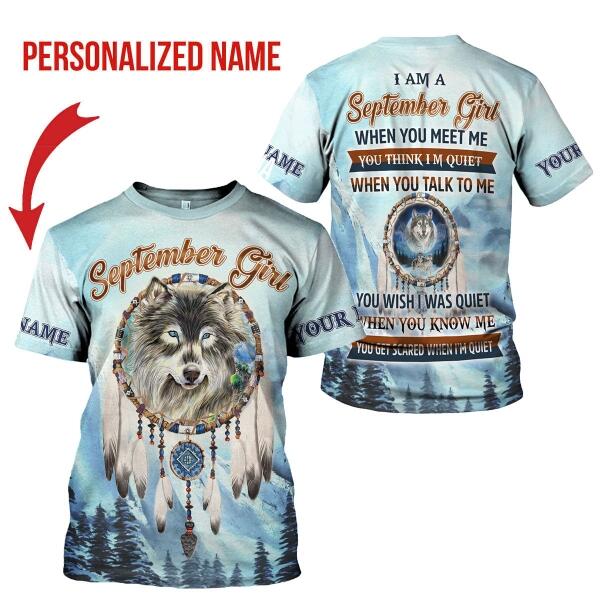 YMskins Personalized T-shirt I Am A September Girl All Over Printed