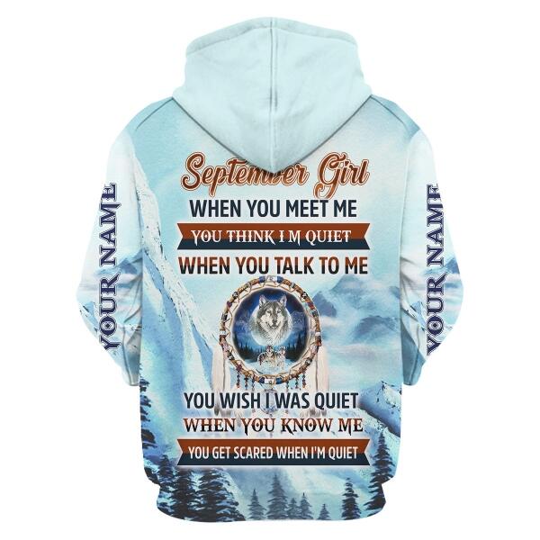 YMskins Personalized Zip Hoodie I Am A September Girl All Over Printed