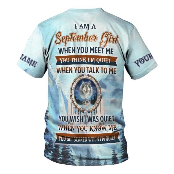 YMskins Personalized T-shirt I Am A September Girl All Over Printed