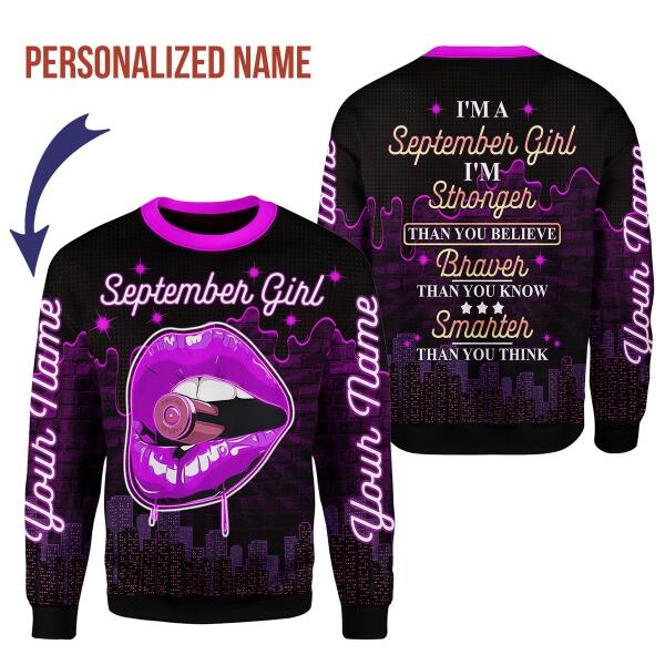 YMskins Personalized Sweatshirt I'm A September Girl All Over Printed