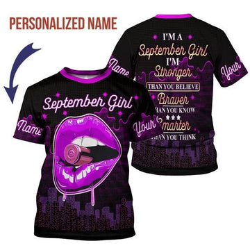 YMskins Personalized T-shirt I'm A September Girl All Over Printed