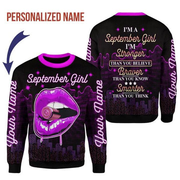 YMskins Personalized Ugly Sweater I'm A September Girl All Over Printed