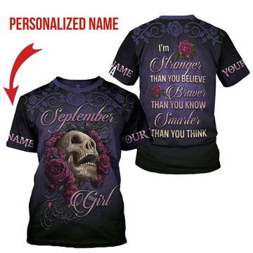 YMskins Personalized T-shirt I'm A September Girl All Over Printed