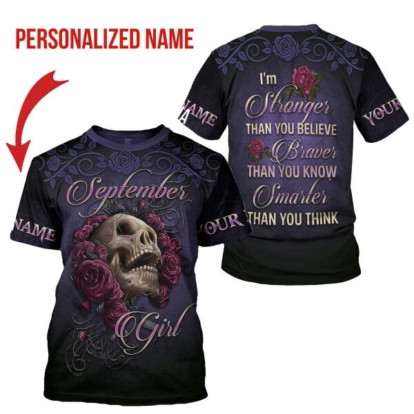 YMskins Personalized T-shirt I'm A September Girl All Over Printed