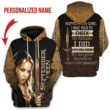 YMskins Personalized Zip Hoodie I'm A September Girl All Over Printed