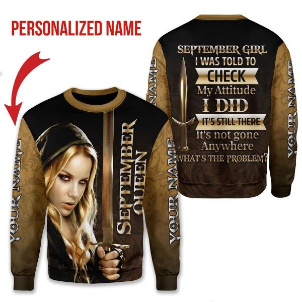 YMskins Personalized Sweatshirt I'm A September Girl All Over Printed