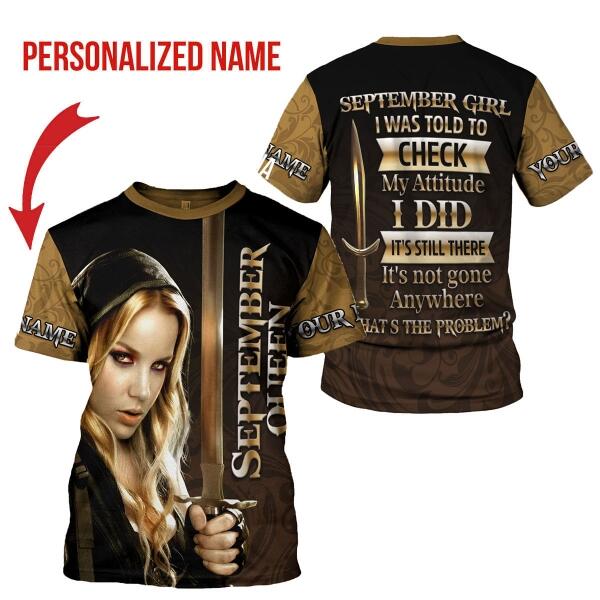 YMskins Personalized T-shirt I'm A September Girl All Over Printed