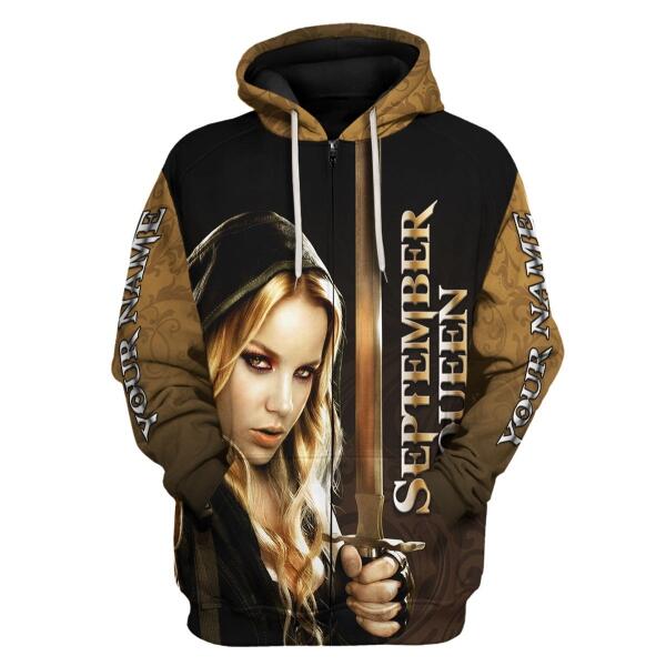 YMskins Personalized Zip Hoodie I'm A September Girl All Over Printed
