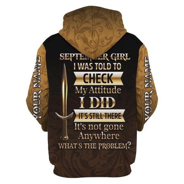 YMskins Personalized Zip Hoodie I'm A September Girl All Over Printed