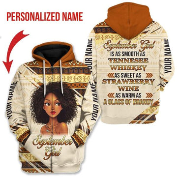YMskins Personalized Zip Hoodie September Girl All Over Printed