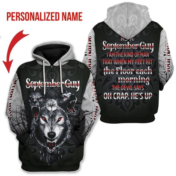 YMskins Personalized Zip Hoodie September Guy All Over Printed