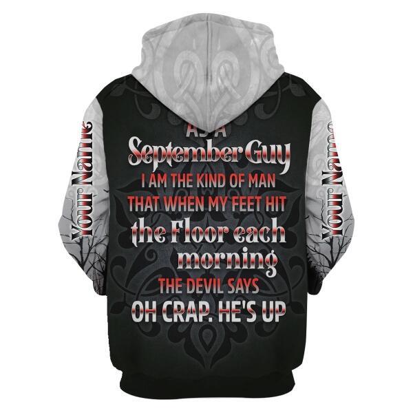 YMskins Personalized Zip Hoodie September Guy All Over Printed