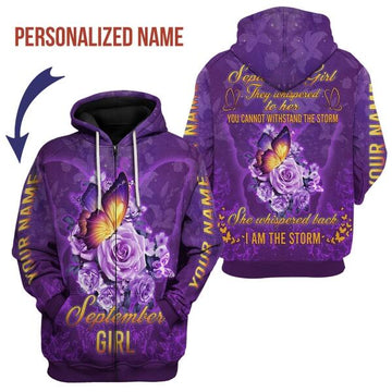 YMskins Personalized Zip Hoodie September Girl All Over Printed