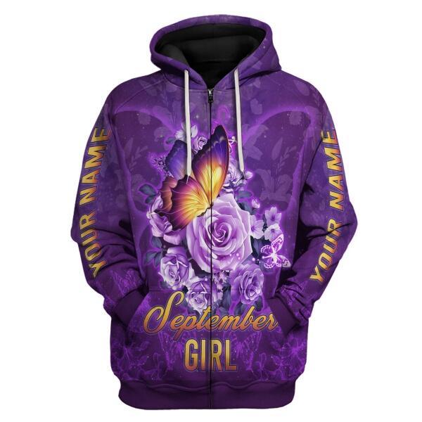 YMskins Personalized Hoodie September Girl All Over Printed