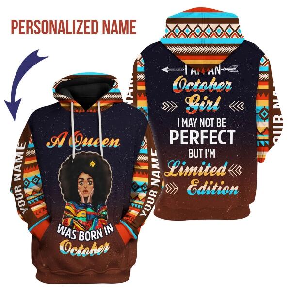 YMskins Personalized Hoodie October Girl All Over Printed