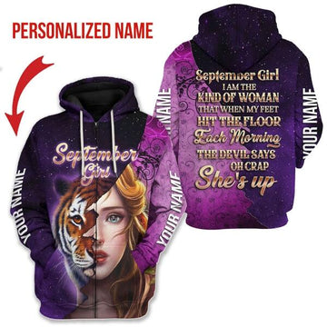 YMskins Personalized Zip Hoodie As A September Girl All Over Printed