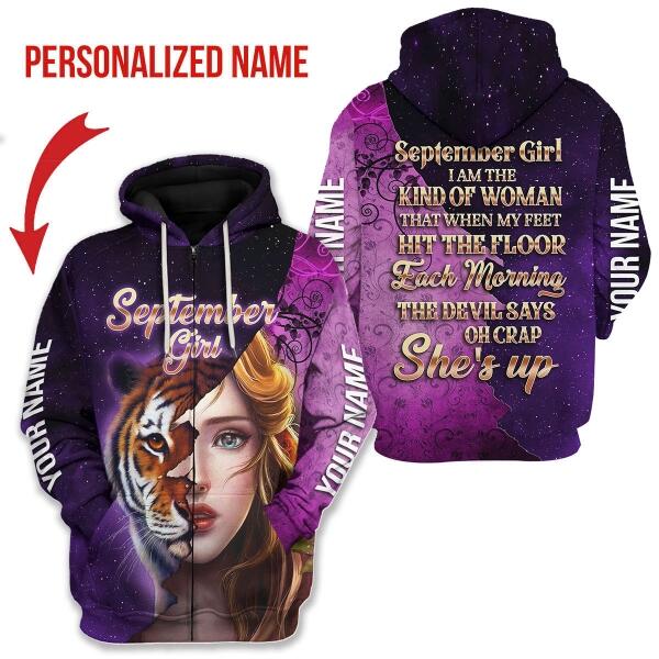 YMskins Personalized Zip Hoodie As A September Girl All Over Printed