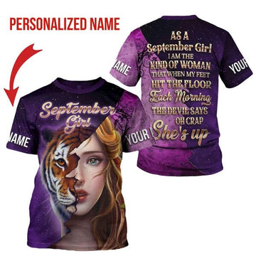 YMskins Personalized T-shirt As A September Girl All Over Printed