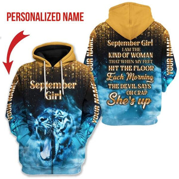 YMskins Personalized Zip Hoodie As A September Girl She's Up All Over Printed
