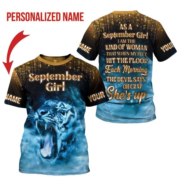 YMskins Personalized T-shirt As A September Girl She's Up All Over Printed